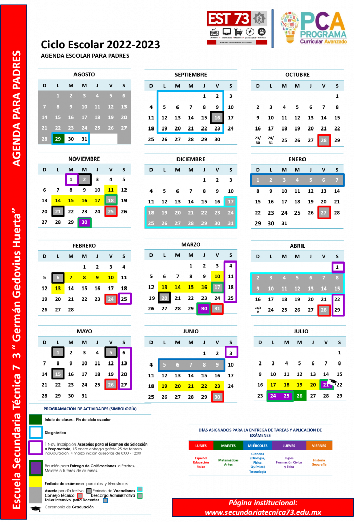 Calendario Ciclo Escolar 20222023